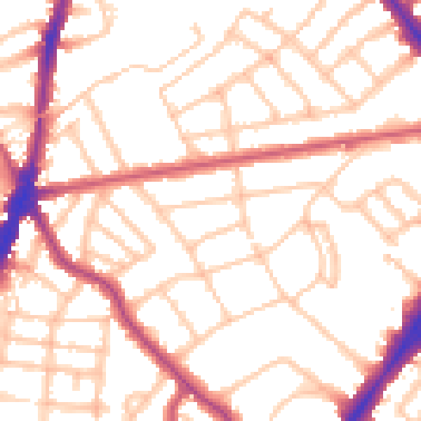 Daytime road noise heatmap for N7 0AJ