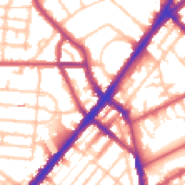 Daytime road noise heatmap for N7 0BN