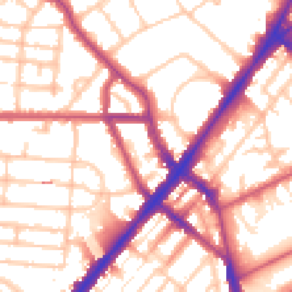 Daytime road noise heatmap for N7 0BS