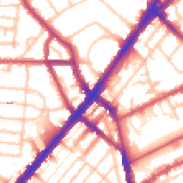 Daytime road noise heatmap for N7 0DN