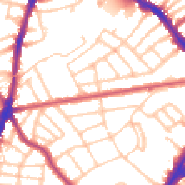 Daytime road noise heatmap for N7 0DZ