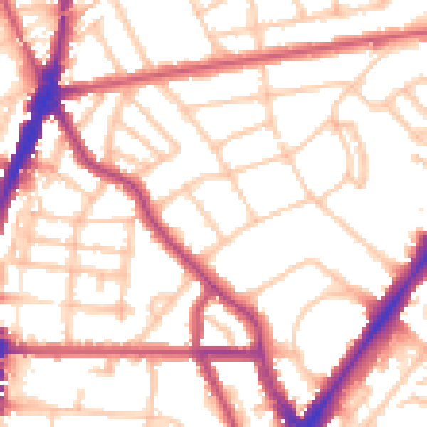 Daytime road noise heatmap for N7 0RA