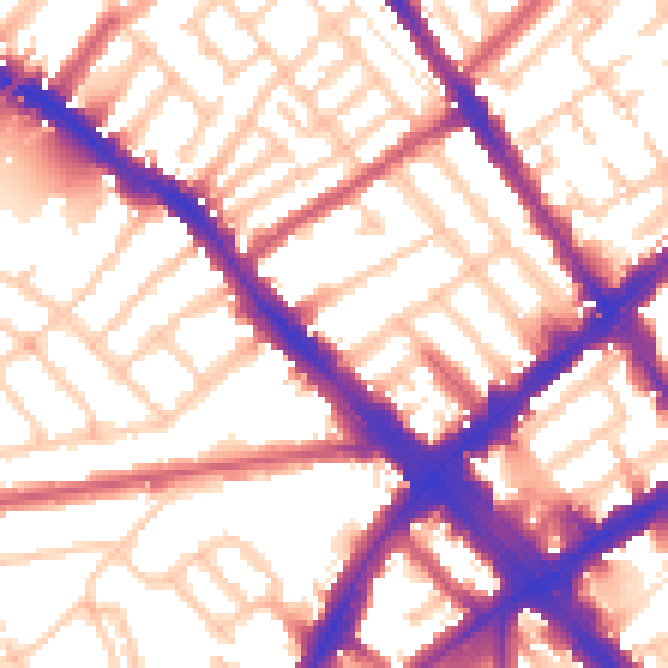 Daytime road noise heatmap for N7 6JN