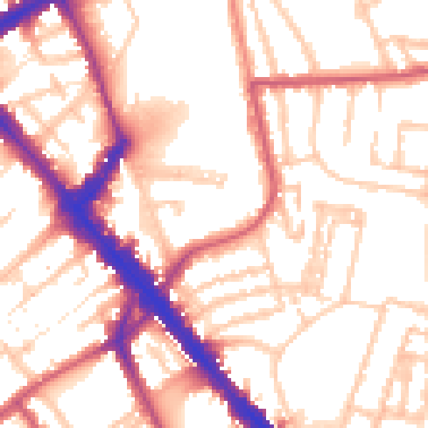Daytime road noise heatmap for N7 7BG