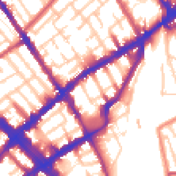 Daytime road noise heatmap for N7 7PH