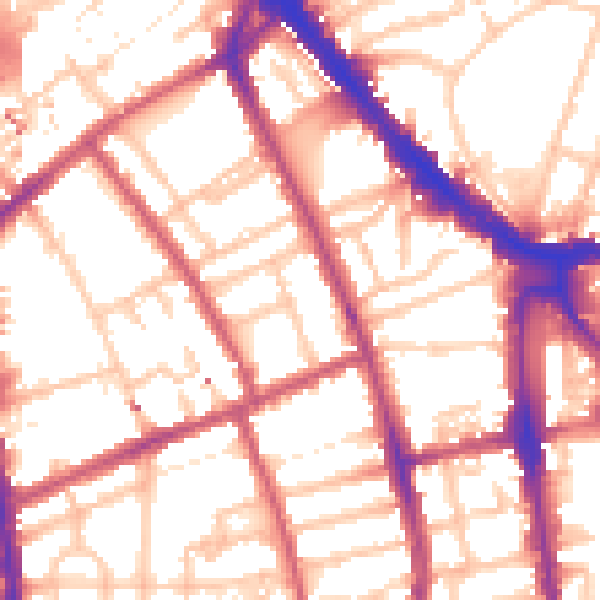 Daytime road noise heatmap for N7 8AT