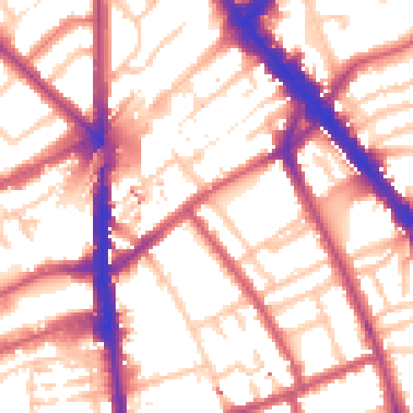 Daytime road noise heatmap for N7 8FE