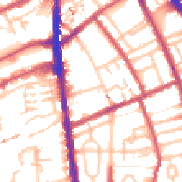 Daytime road noise heatmap for N7 8UF