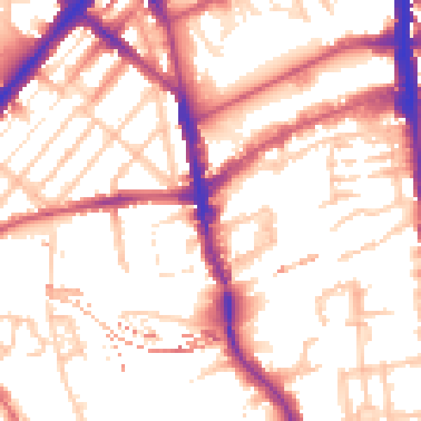 Daytime road noise heatmap for N7 9AG