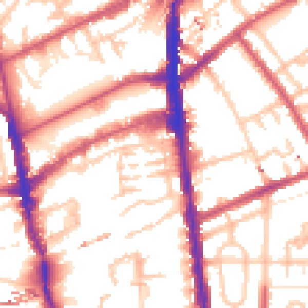 Daytime road noise heatmap for N7 9DH