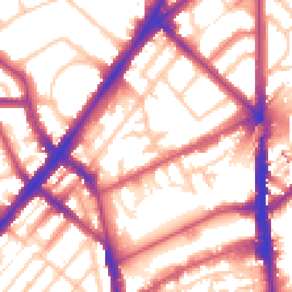 Daytime road noise heatmap for N7 9ET