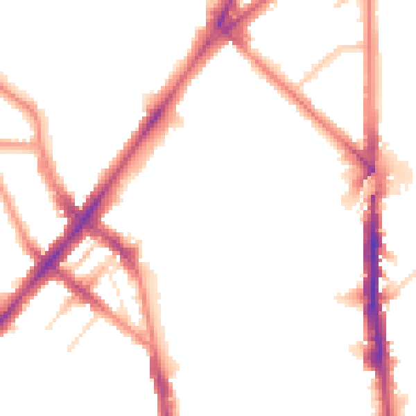 Night-time road noise heatmap for N7 9ET