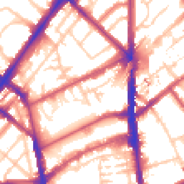 Daytime road noise heatmap for N7 9FA