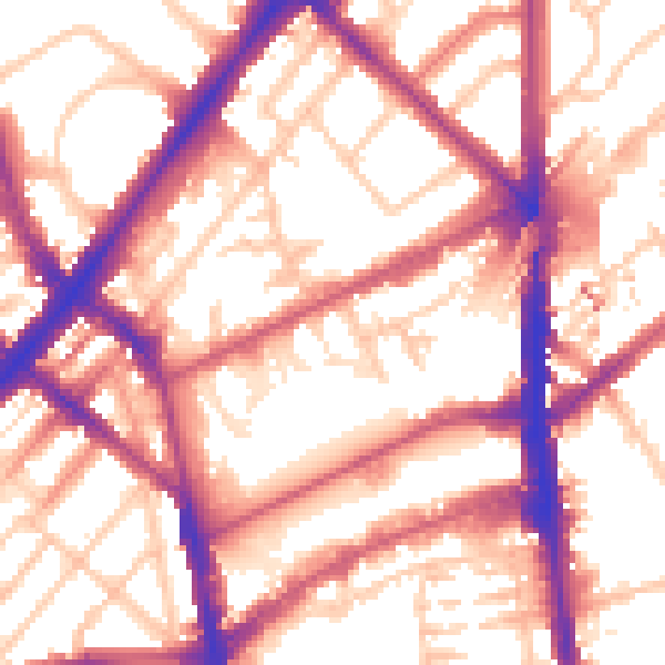 Daytime road noise heatmap for N7 9FB