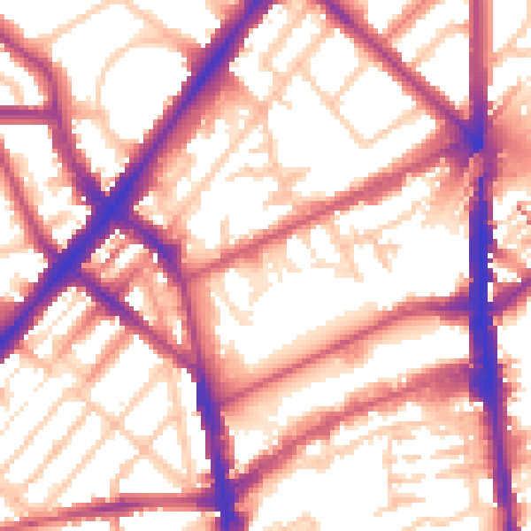 Daytime road noise heatmap for N7 9FD