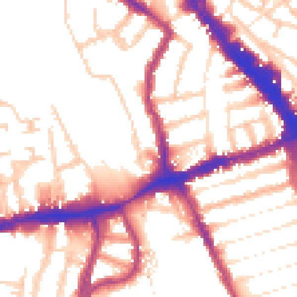 Daytime road noise heatmap for N8 0DJ