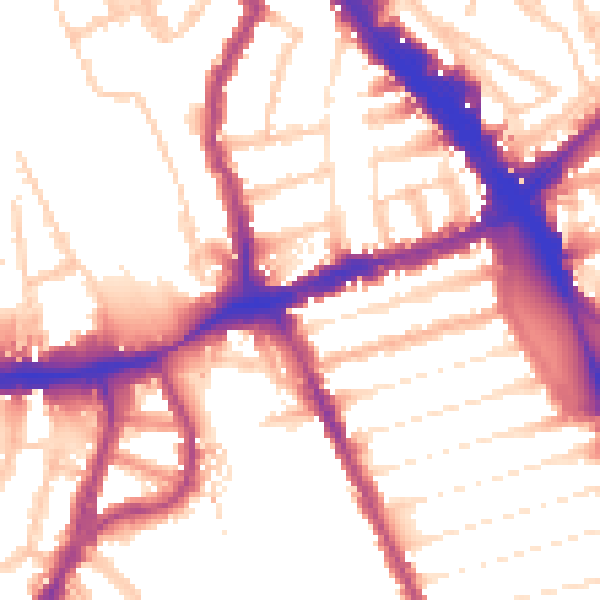 Daytime road noise heatmap for N8 0DU