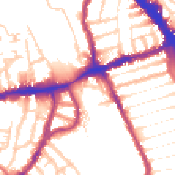 Daytime road noise heatmap for N8 0DW