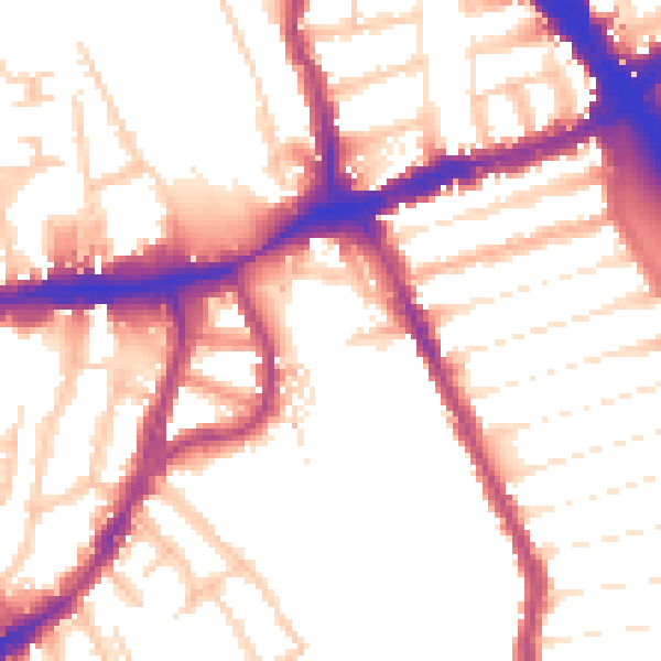 Daytime road noise heatmap for N8 0EJ
