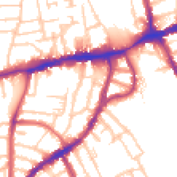 Daytime road noise heatmap for N8 7DA