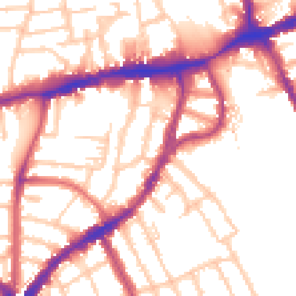 Daytime road noise heatmap for N8 7DD