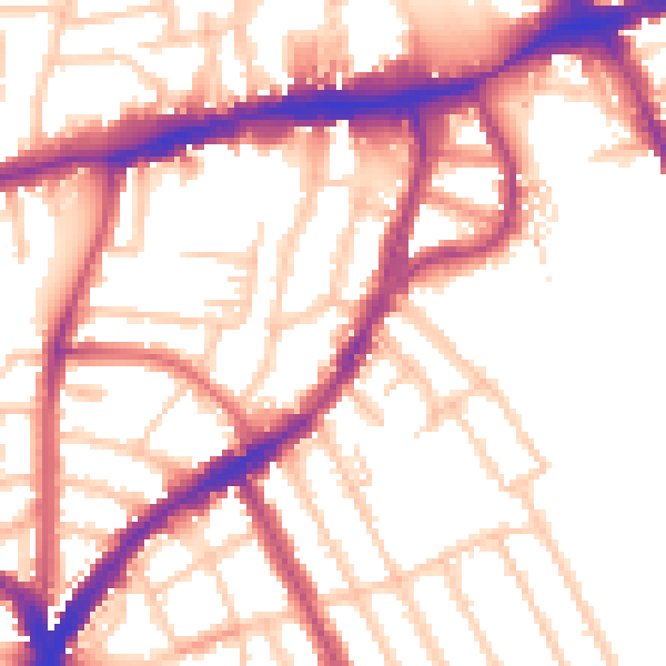 Daytime road noise heatmap for N8 7ES
