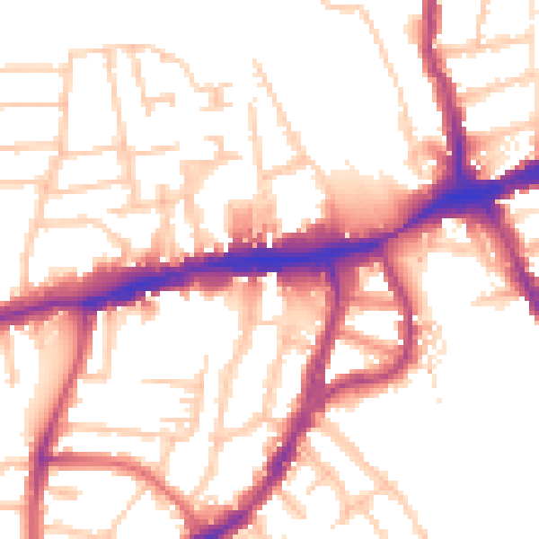 Daytime road noise heatmap for N8 7NT