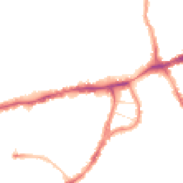 Night-time road noise heatmap for N8 7NT