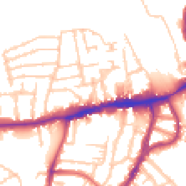 Daytime road noise heatmap for N8 7PT