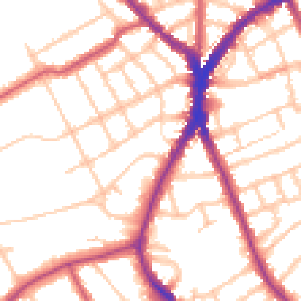 Daytime road noise heatmap for N8 8AP