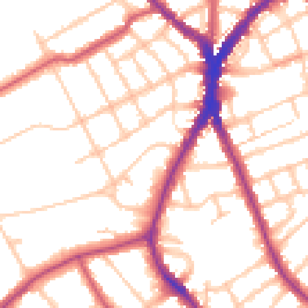 Daytime road noise heatmap for N8 8DA
