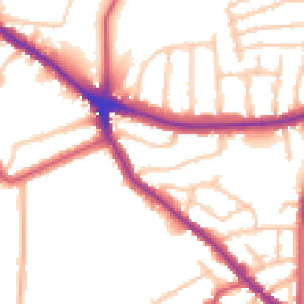Daytime road noise heatmap for N8 8LD