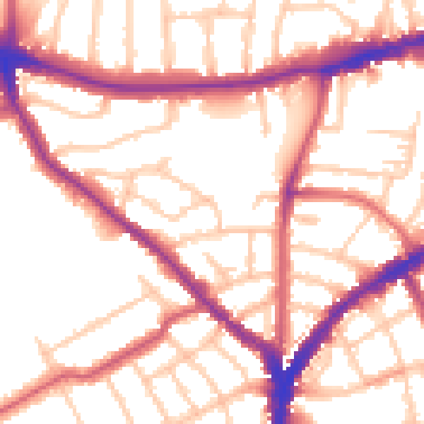 Daytime road noise heatmap for N8 8QR