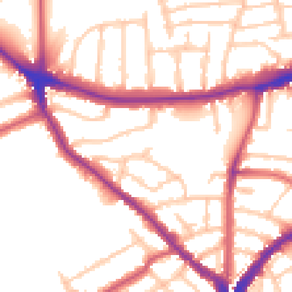 Daytime road noise heatmap for N8 8QU