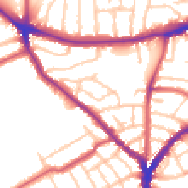 Daytime road noise heatmap for N8 8RA