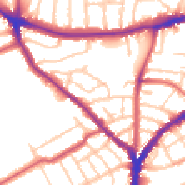 Daytime road noise heatmap for N8 8RD