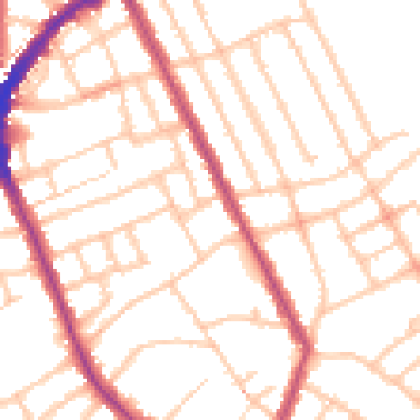 Daytime road noise heatmap for N8 9AD