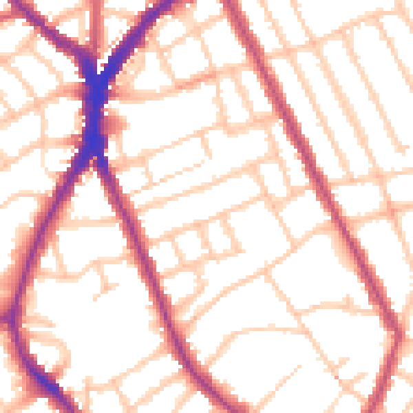Daytime road noise heatmap for N8 9BW