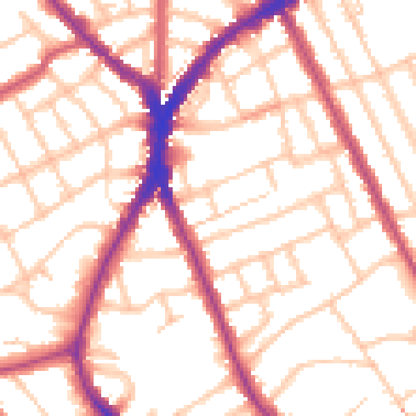 Daytime road noise heatmap for N8 9JE