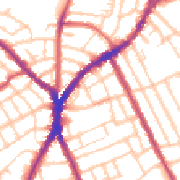 Daytime road noise heatmap for N8 9TE