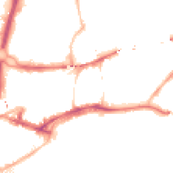 Night-time road noise heatmap for NE1 2AU