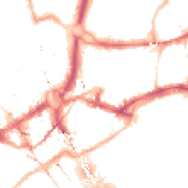 Night-time road noise heatmap for NE1 2JS