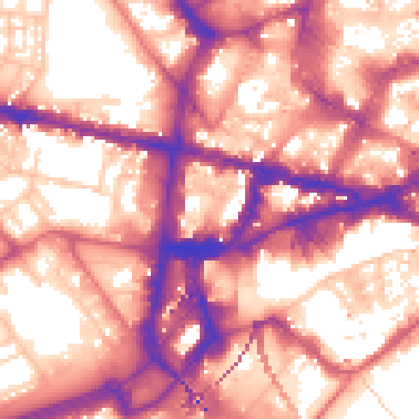 Daytime road noise heatmap for NE1 4AL