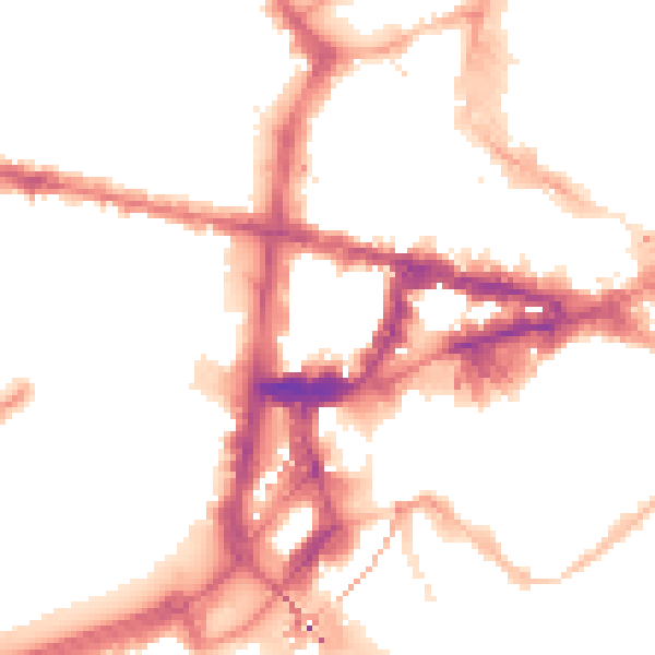Night-time road noise heatmap for NE1 4AL