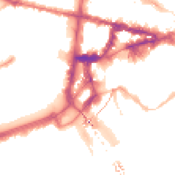 Night-time road noise heatmap for NE1 4BB