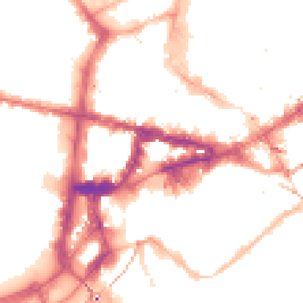 Night-time road noise heatmap for NE1 5DW