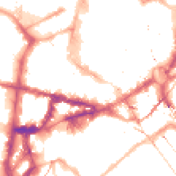Night-time road noise heatmap for NE1 5JE