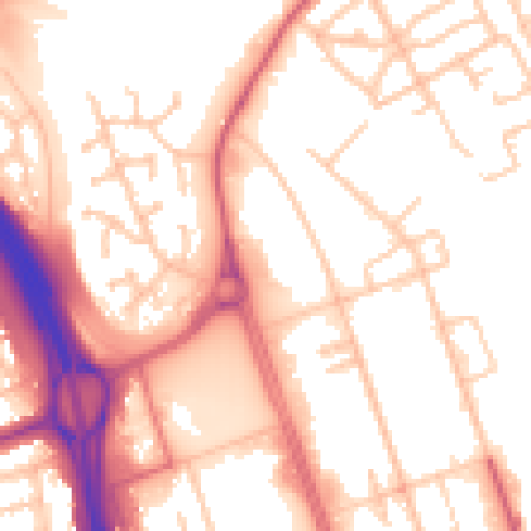 Daytime road noise heatmap for NE11 0BE
