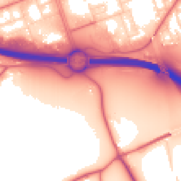 Daytime road noise heatmap for NE11 0EW