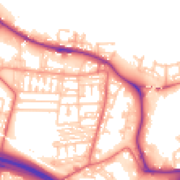 Daytime road noise heatmap for NE11 9AL